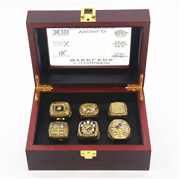 Lot of Pittsburgh Steelers Championship Replica Rings Set - 6PCS - Size 10