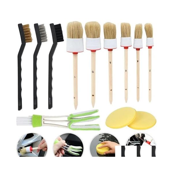 Lot of 2 Car Detailing/Cleaning Brush Sets - 12PCS Each