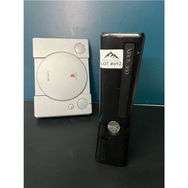 Lot of 1 Xbox 360 Console & 1 Playstation 1 Console (*Used)