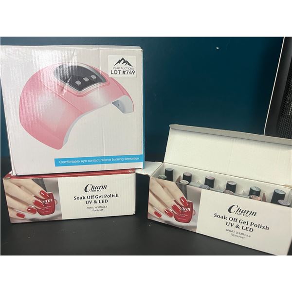 Lot of 1 Pink UV Gel Lamp & x2 UV Gel Nail Kits