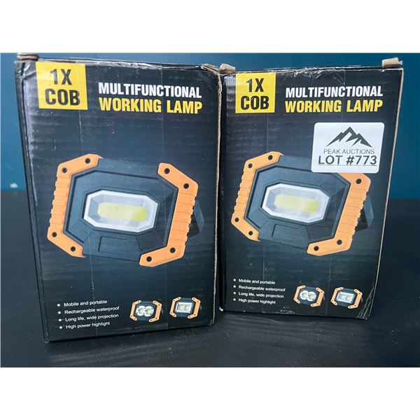 Lot of 2 LED Work Lights w/ USB Charging