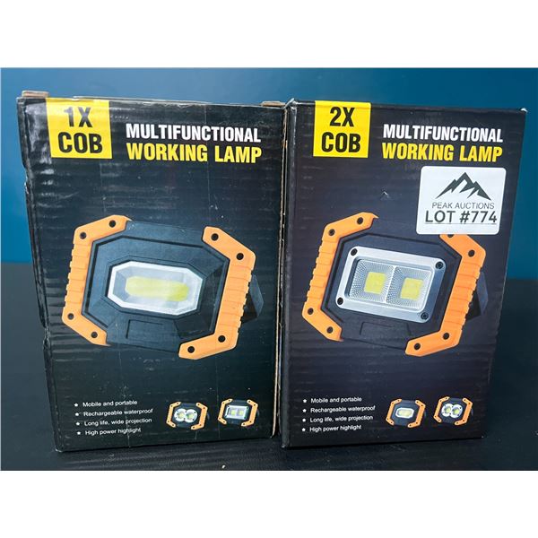 Lot of 2 LED Work Lights w/ USB Charging