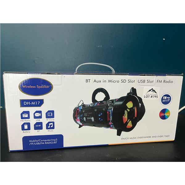 Lot of 1 Bluetooth Wireless Portable Speaker/Boombox w/ LED Lights