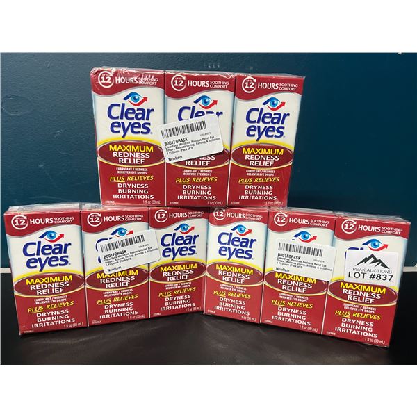Lot of 3 Multi-Packs of Clear Eyes Maximum Redness Relief Eye Drops - 3pcs per pack