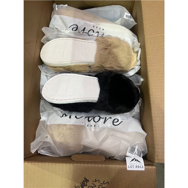 Lot of 1 Box Full of Assorted Fuzzy Slippers - 16 Pairs