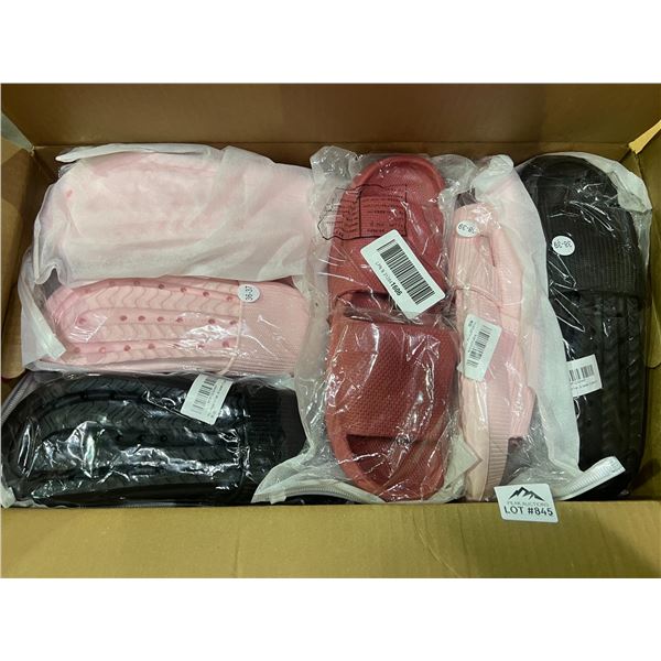 Lot of 1 Box Full of Women's Sandals/Slides - 10+ Pairs