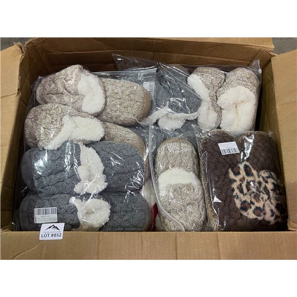 Lot of 1 Box Full of Assorted Fuzzy Slipper Boots - 18 Pairs