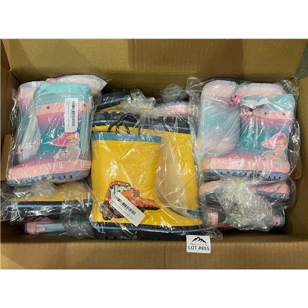 Lot of 1 Box full of Kids Rain Boots - 14 Pairs