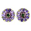 Image 1 : Natural Amethyst Chrome Diopside Garnet Earrings