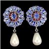 Image 1 : Natural Pearl Garnet & Tanzanite Earrings