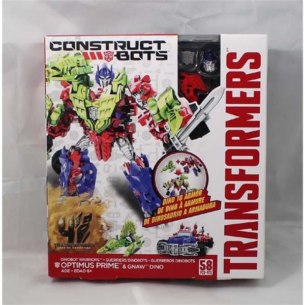 Construct Bots Transformers Optimus Prime and Gnaw Dino
