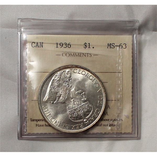 ICCS CAN 1936 $1 MS63
