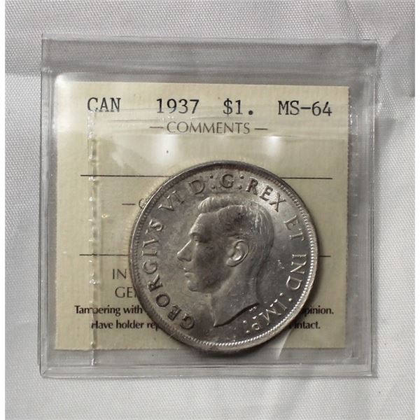 ICCS CAN 1937 $1 MS-64