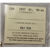 Image 4 : ICCS CAN 1937 $1 MS-64