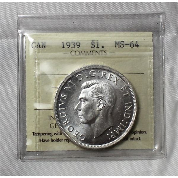 ICCS CAN 1939 $1 MS-64