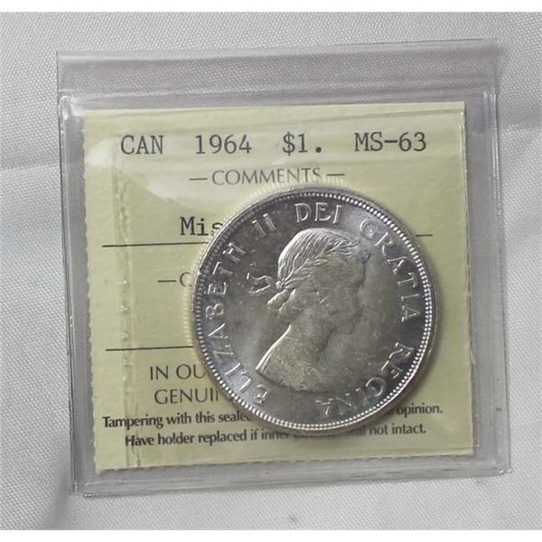ICCS CAN 1964 1$ MS-63