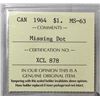 Image 4 : ICCS CAN 1964 1$ MS-63