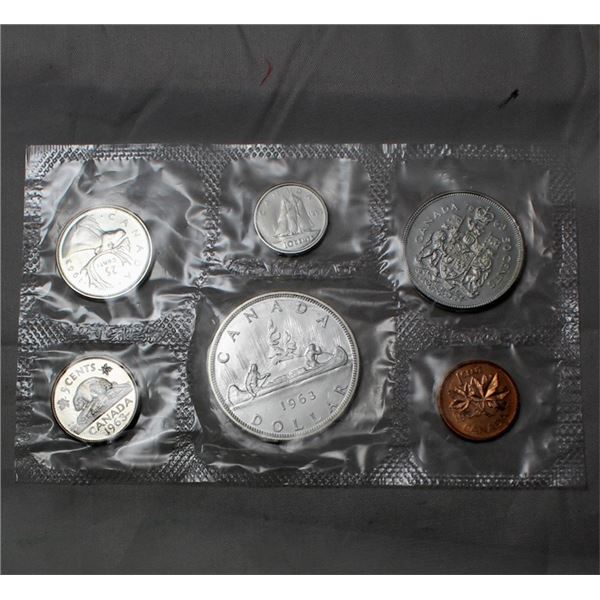 Canada Uncirculated 1963 coin set in pliofilm