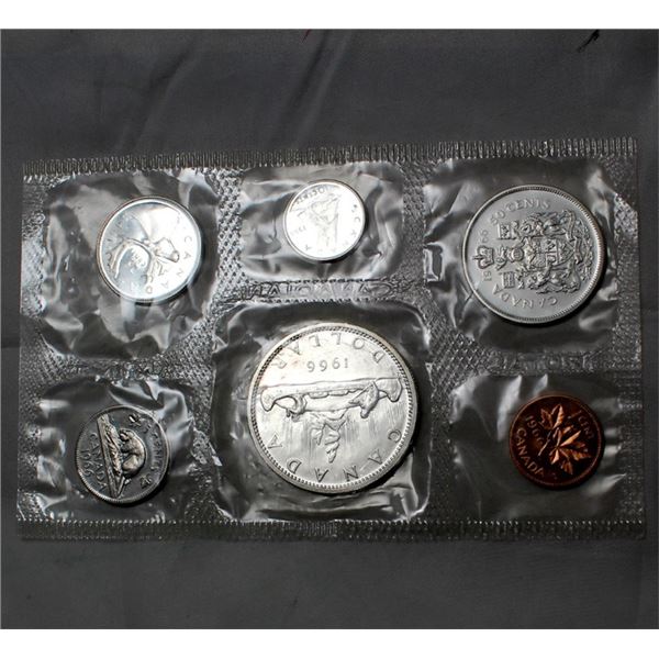 Canada Uncirculated 1966 coin set in pliofilm