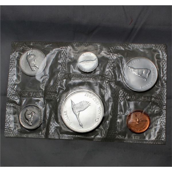 Canada Uncirculated 1967 coin set in pliofilm