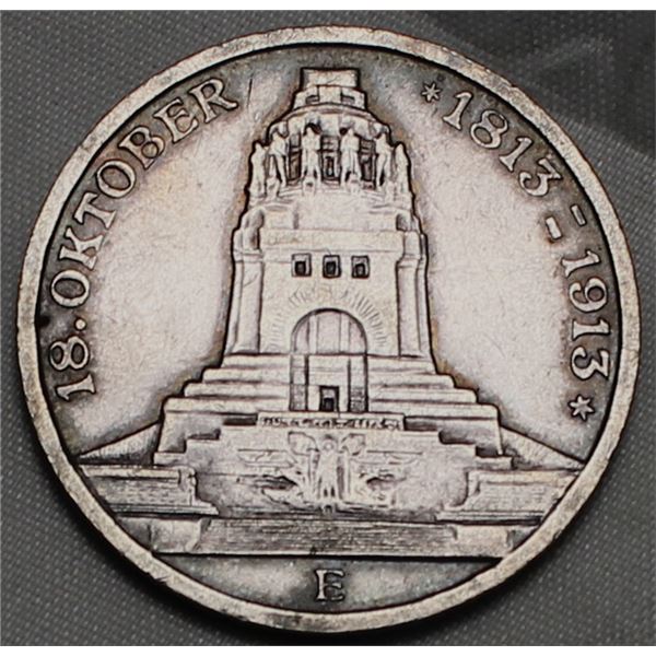 German States Saxony 1913 3 Marks