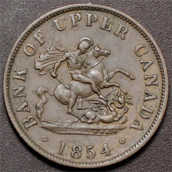 Canada Bank of Upper Canada Token Half Penny 1854 PC-5C1 Br720