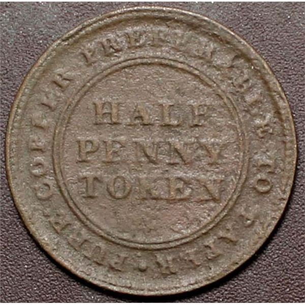 Canada NS Pure Copper preferable to Paper Half Penny Token NS-21A3 Br965