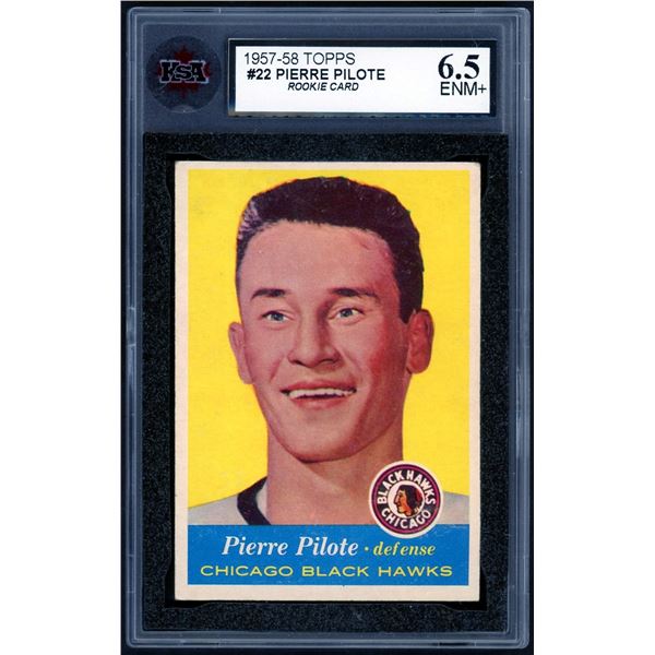 1957-58 Topps #22 Pierre Pilote RC (KSA 6.5)