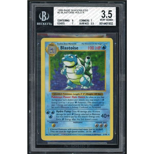 Pokemon: 1999 Blastoise Shadowless Holo (BGS 3.5)
