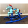 Image 1 : Vintage custom painted and designed wooden and plastic rocking horse (Approx 45 inches depth x 21 1/