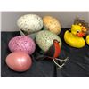 Image 2 : Group of assorted prop toys - includes Easter eggs/ wooden & rubber ducks/ wooden bird etc.