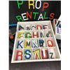 Image 2 : Group of misc. items - includes magnetic signboard w/ magnetic alphabets/ mini skateboard & 3 assort