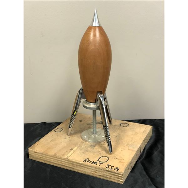 Custom made wood & metal rocket w/ base set dec (rocket approx. 16 1 ...