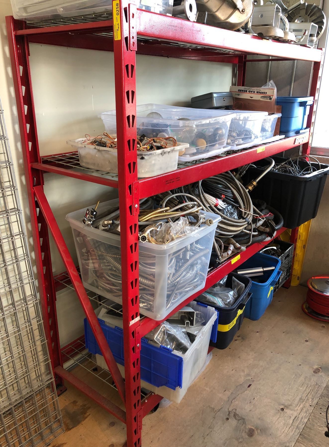 Snap-on red metal shelving rack - includes two uprights/ 8 horizontals ...