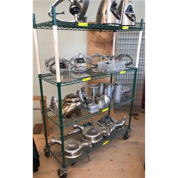 4 Tier metal rolling shelving rack (Approx 18 in deep x 47 1/2 wide x ...