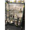 Image 1 : Four tier metal rolling shelving rack (Approx. 47 1/2 in wide x 67 1/2 in tall x 18 in depth)