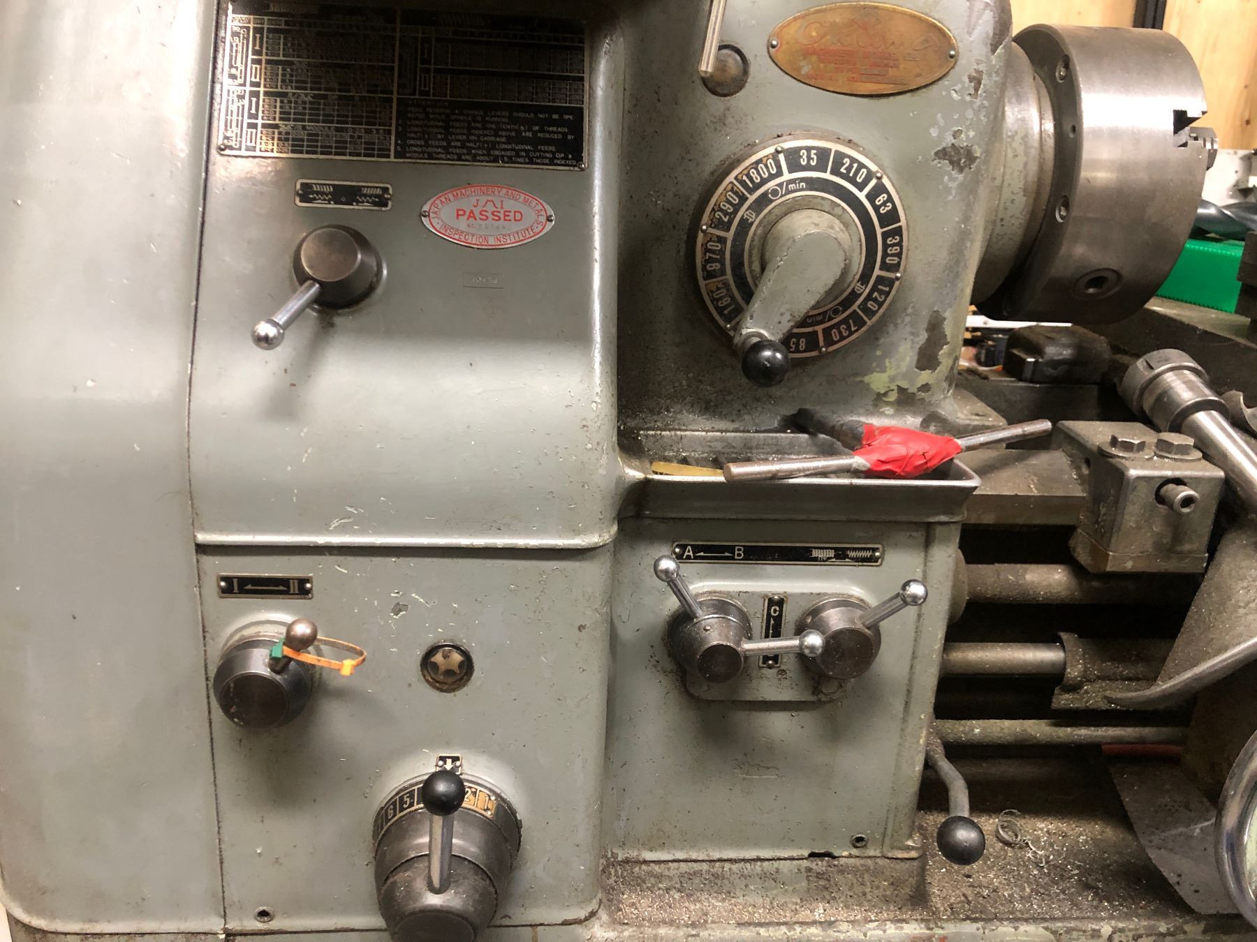 1969 Okuma type LS lathe (Serial No. 4506-2364) with DRO 4 post tool ...