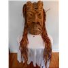 Image 1 : First Nations carved mask w/ cowrie shells & cedar hair - artist unknown