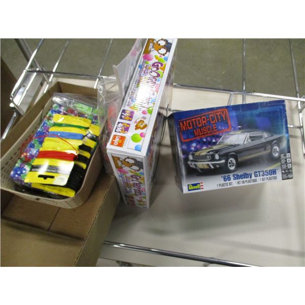 BOX C/W CRAFT SET, 1966 SHELBY GT 350 MODEL, CRAFT SUPPLIES, ETC