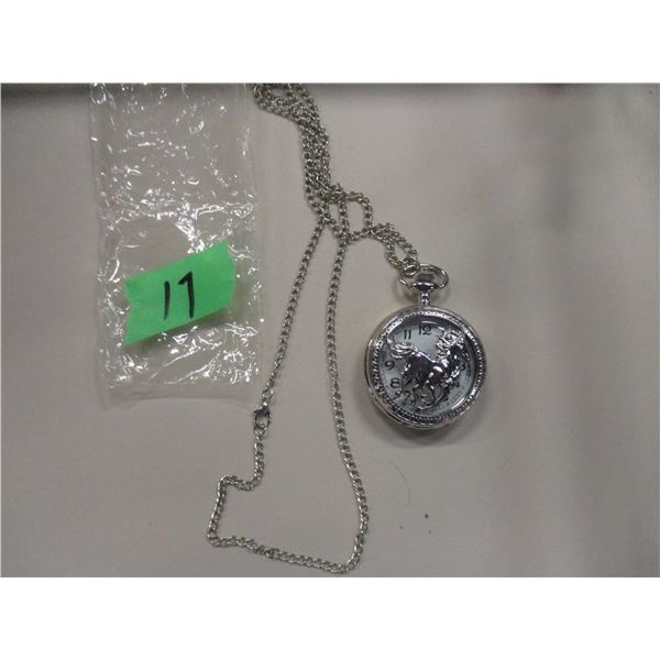 "HORSE" POCKET WATCH WITH CHAIN