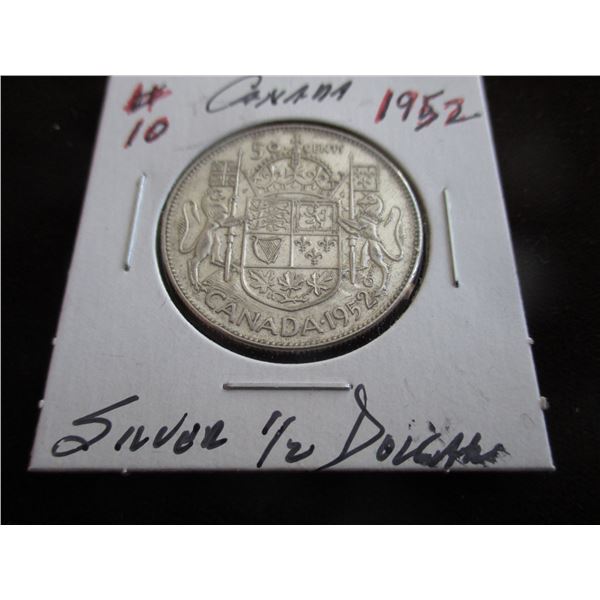 1952 CANADA KING GEORGE VI SILVER HALF DOLLAR