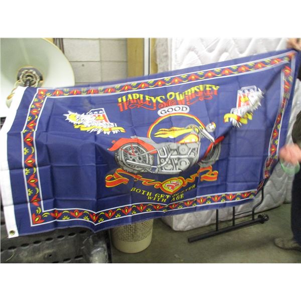 NEW:  HARLEY & WHISKEY WALL FLAG (3' X 5')