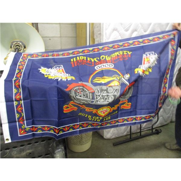 NEW:  HARLEY & WHISKEY WALL FLAG (3' X 5')