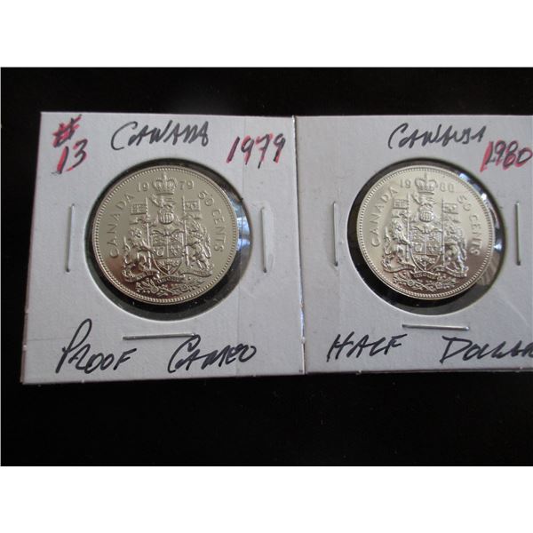 1979 - 1980 PROOF CAMEO CANADA HALF DOLLARS