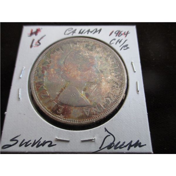 1964 CH/BU TONED CANADA SILVER DOLLAR