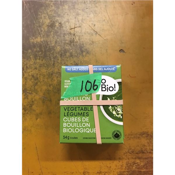 SHELF PULLS (AS IS):  ORGANIC VEGATABLE NO SALT ADDED BOULLION CUBES (6 CUBES) - 3 BOXES