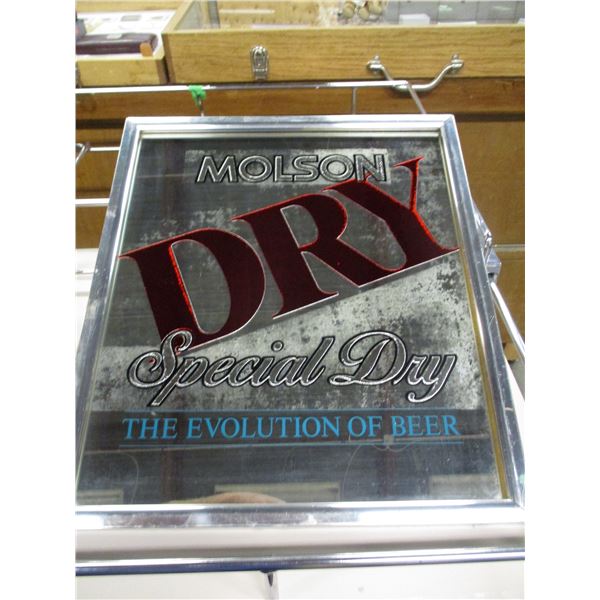 FRAMED MIRRORED MOLSON DRY SIGN (20" X 24")