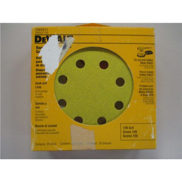 DEWALT SANDING DISCS (120 GRIT/25 DISCS)