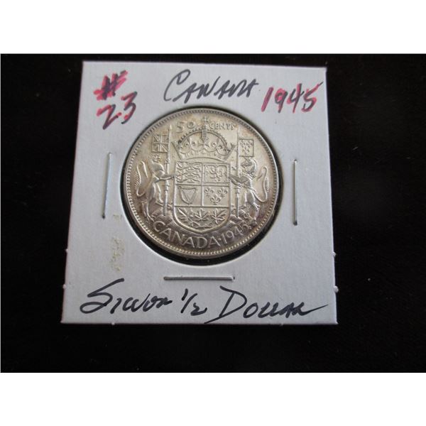 1945 CANADA KING GEORGE VI SILVER HALF DOLLAR