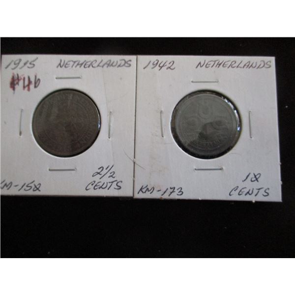 1915 - 1942 NETHERLANDS 2 1/2 - 10 CENT PENNY TOKENS